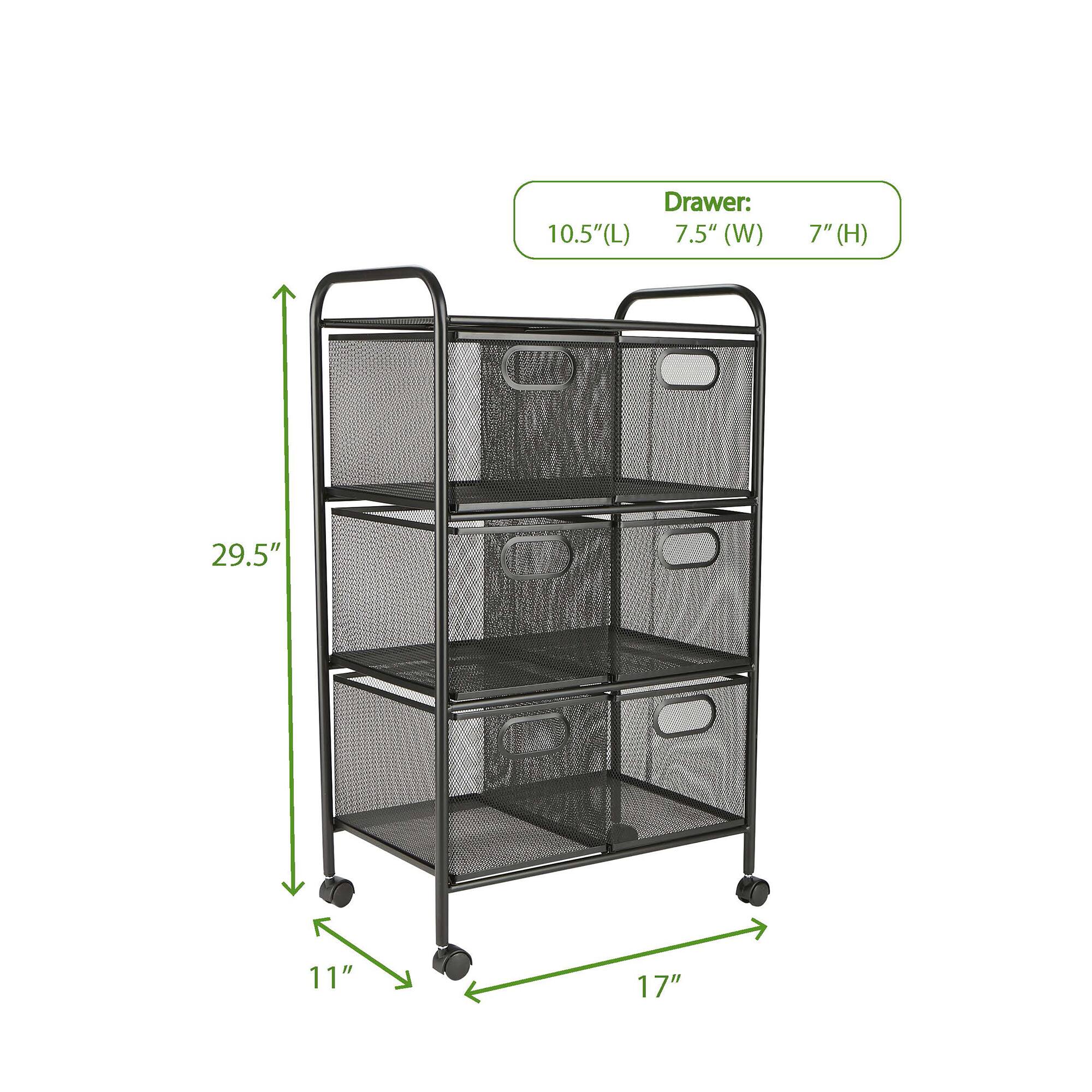 Mind Reader Black 6-Drawer Metal Rolling File Cart